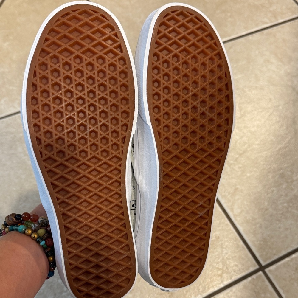 Vans White Slip-On Sneakers with Black Space Themes Graphics - Picture 2 of 4